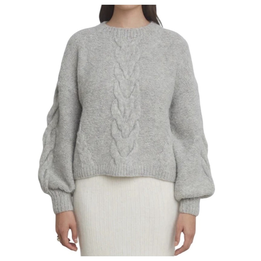 Eleven Six Vaida Sweater Women's M/L Pale Grey Hand Knit Baby Alpaca Wool $398